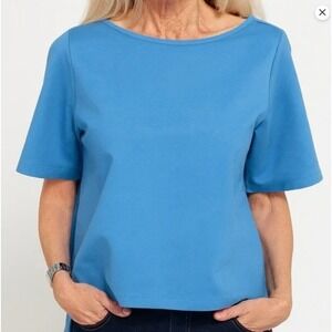 Betabrand Top Womens 2XL Blue Sleeve Boxy Hi Low Tee T-Shirt Pullover XXL